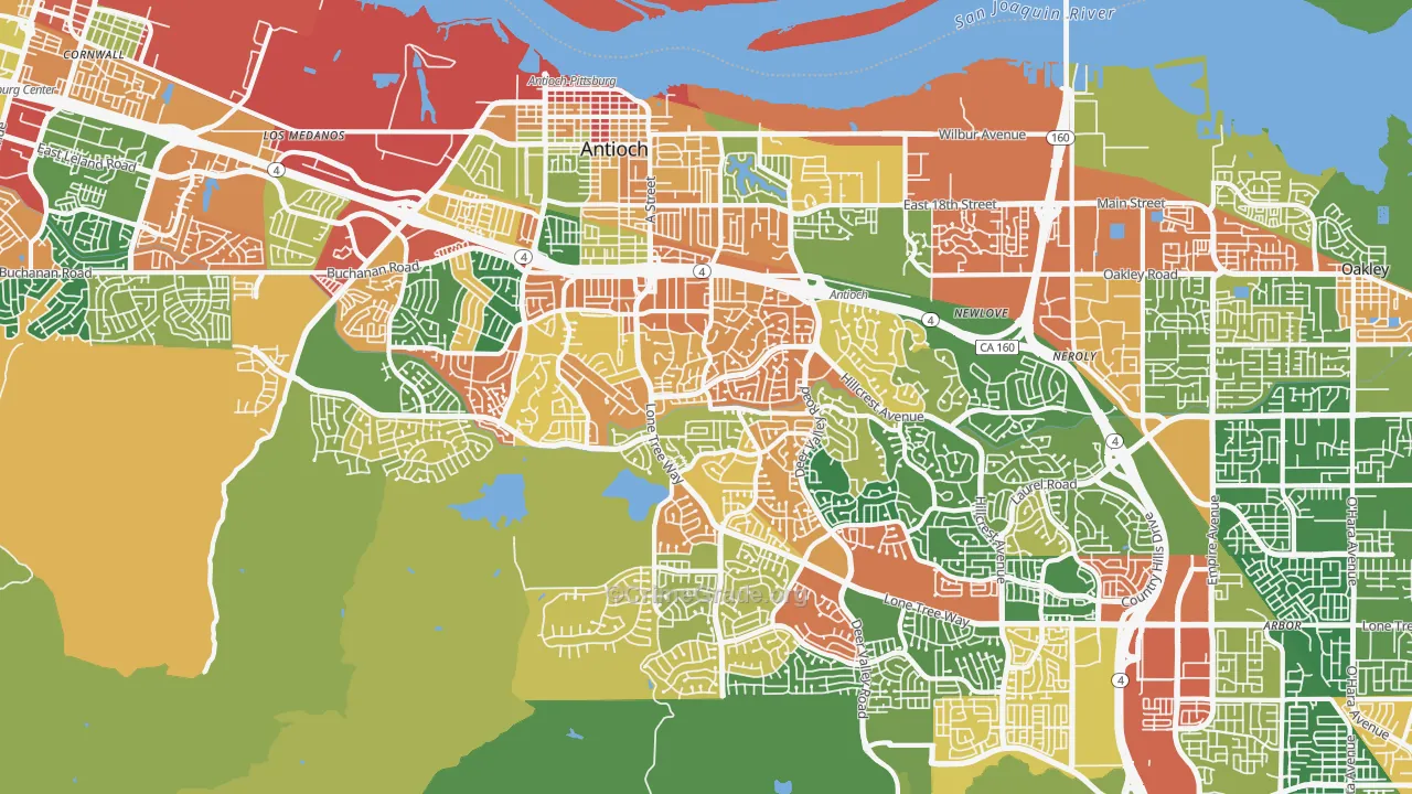 Antioch, CA Map of Theft Rates