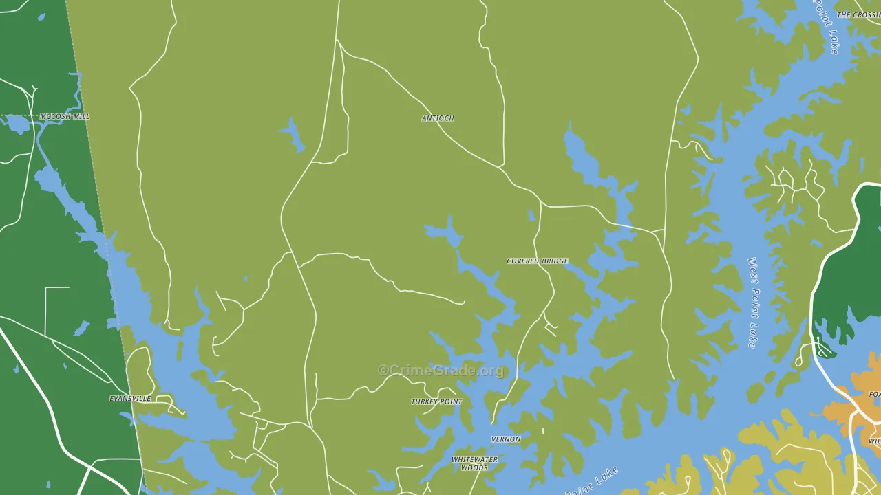 Antioch, GA Map of Theft Rates
