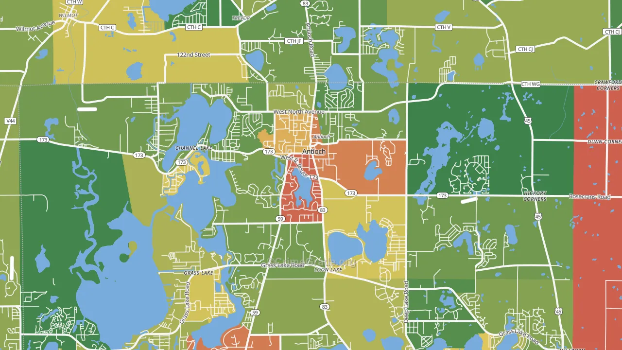 Antioch, IL Map of Theft Rates