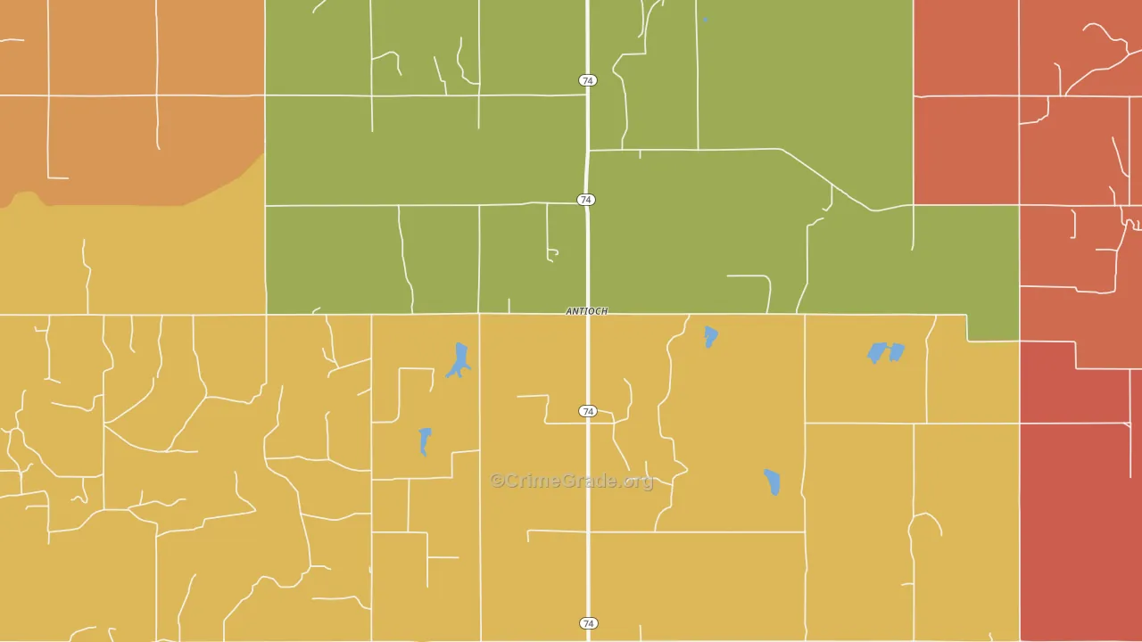 Antioch, OK Map of Theft Rates