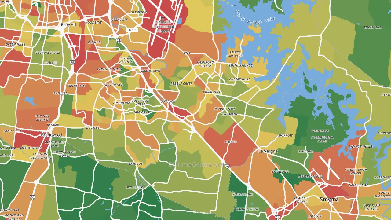 Antioch, TN Map of Theft Rates