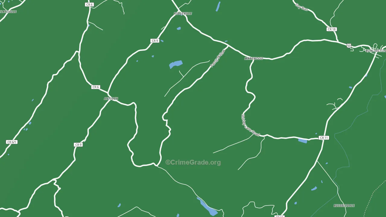 Antioch, WV Map of Theft Rates