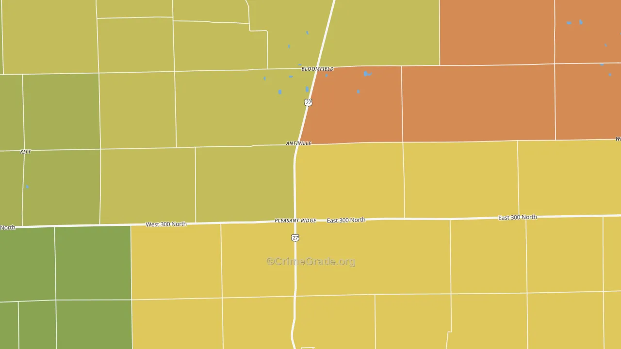 Antiville, IN Map of Theft Rates