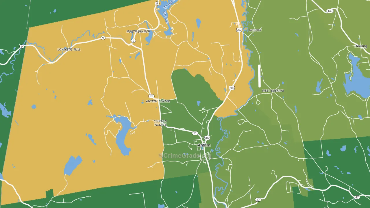 Antrim, NH Map of Theft Rates