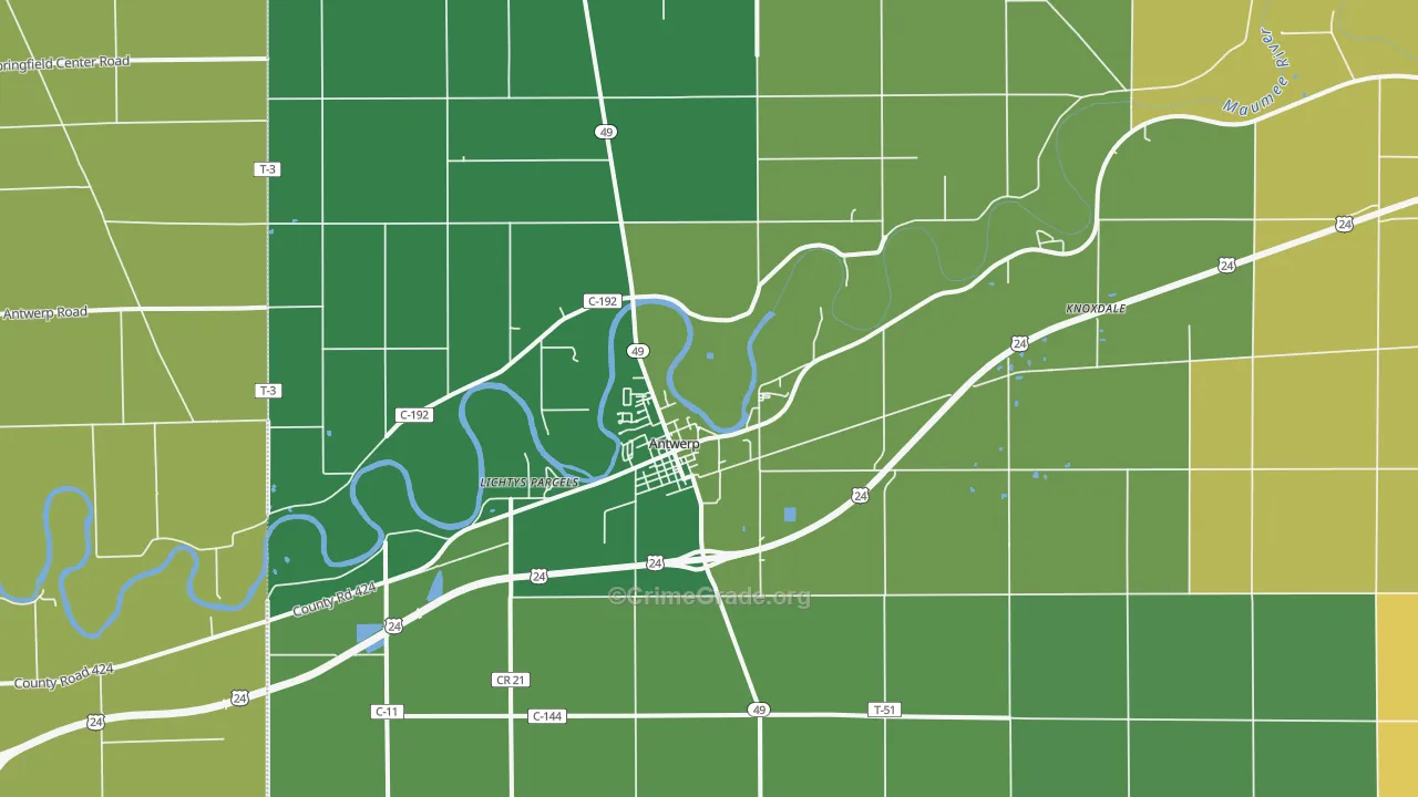 Antwerp, OH Map of Theft Rates