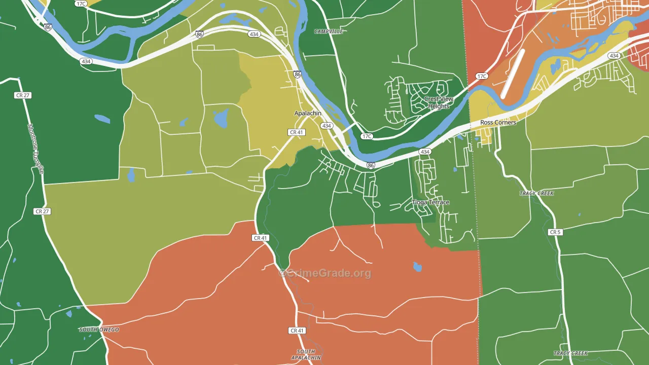 Apalachin, NY Map of Theft Rates