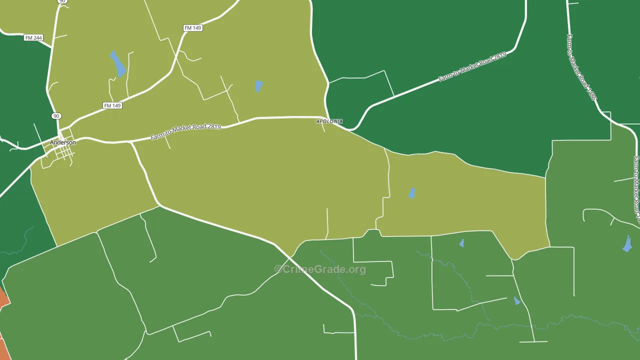 Apolonia, TX Map of Theft Rates