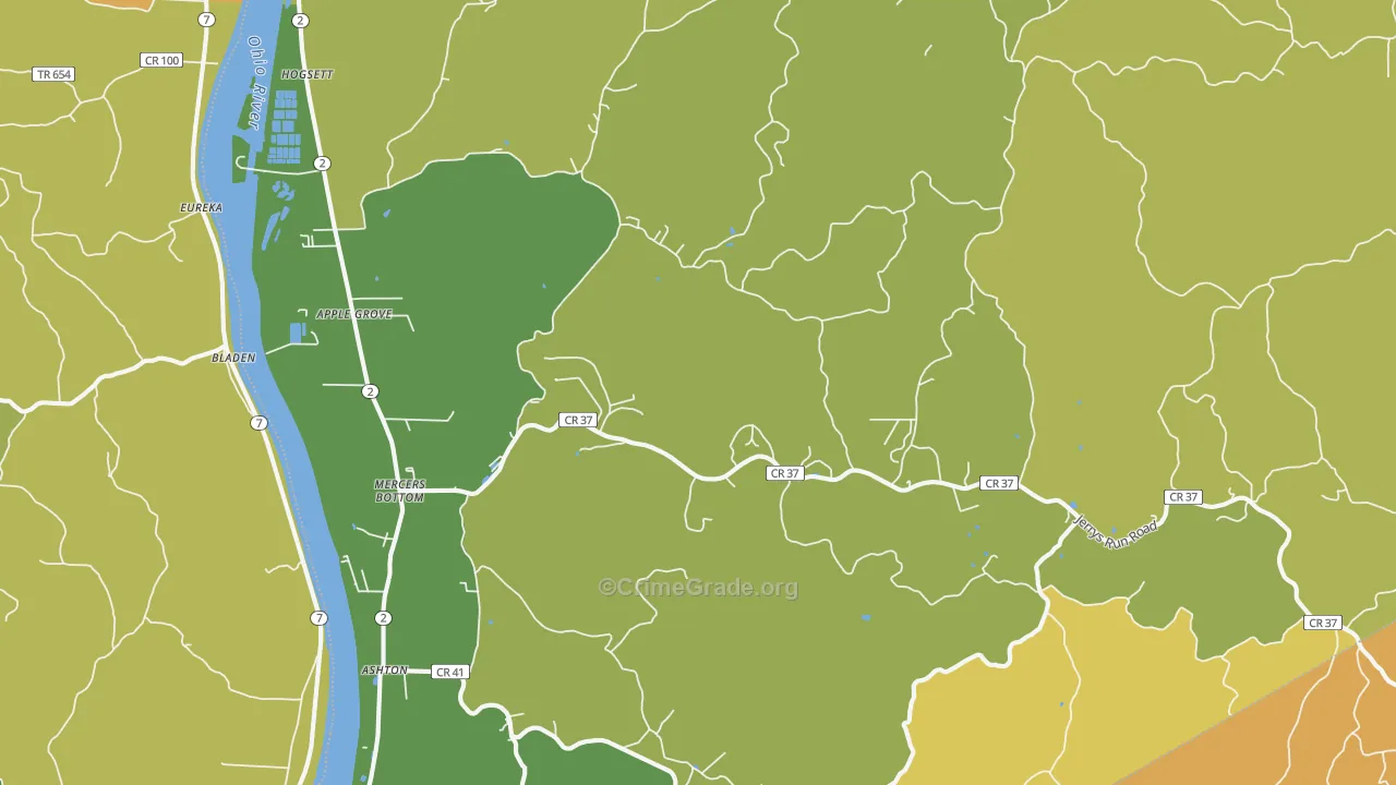 Apple Grove, WV Map of Theft Rates