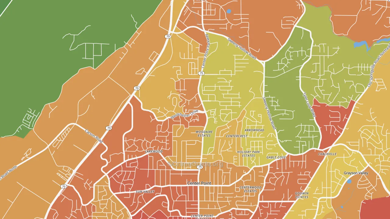 Apple Valley, Birmingham, AL Map of Theft Rates
