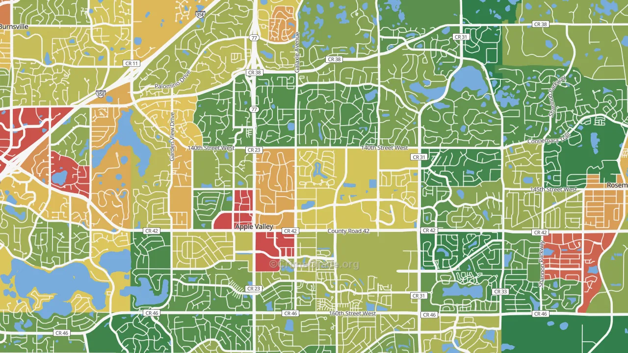 Apple Valley, MN Map of Theft Rates