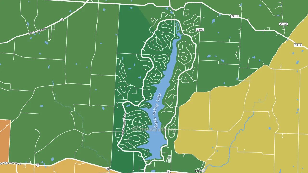 Apple Valley, OH Map of Theft Rates