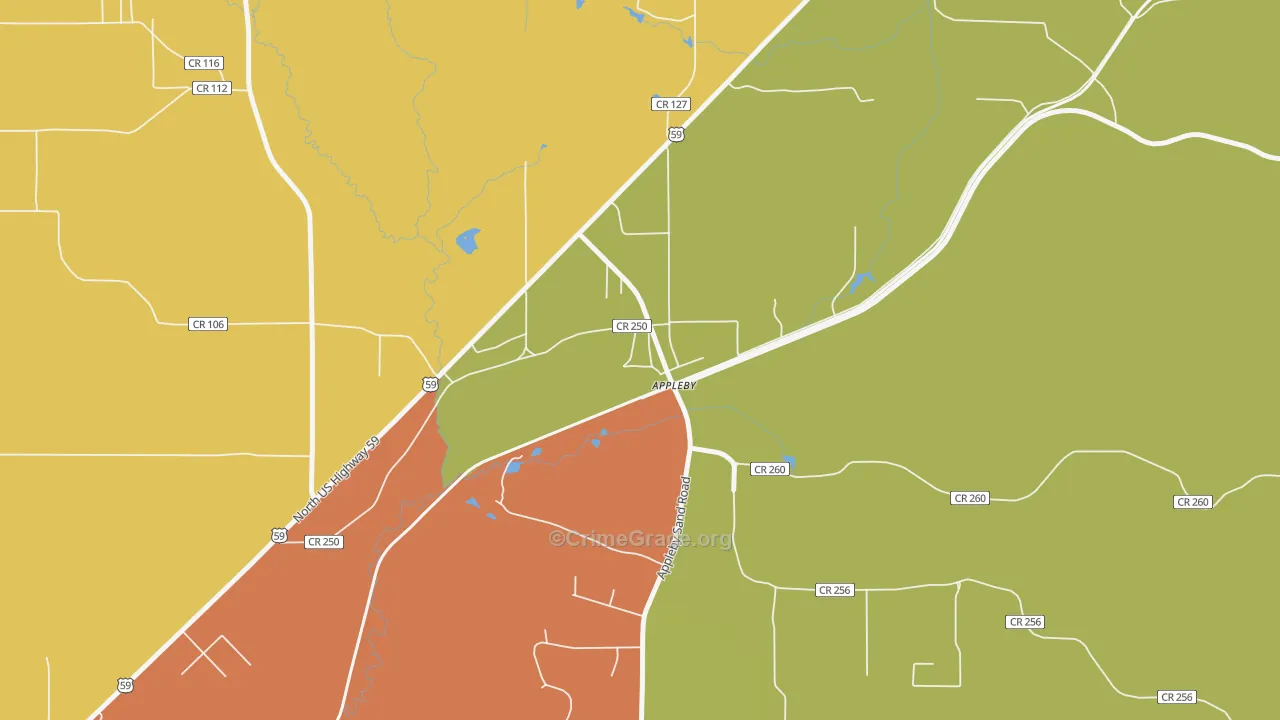 Appleby, TX Map of Theft Rates