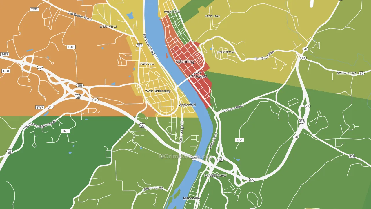 Applewold, PA Map of Theft Rates