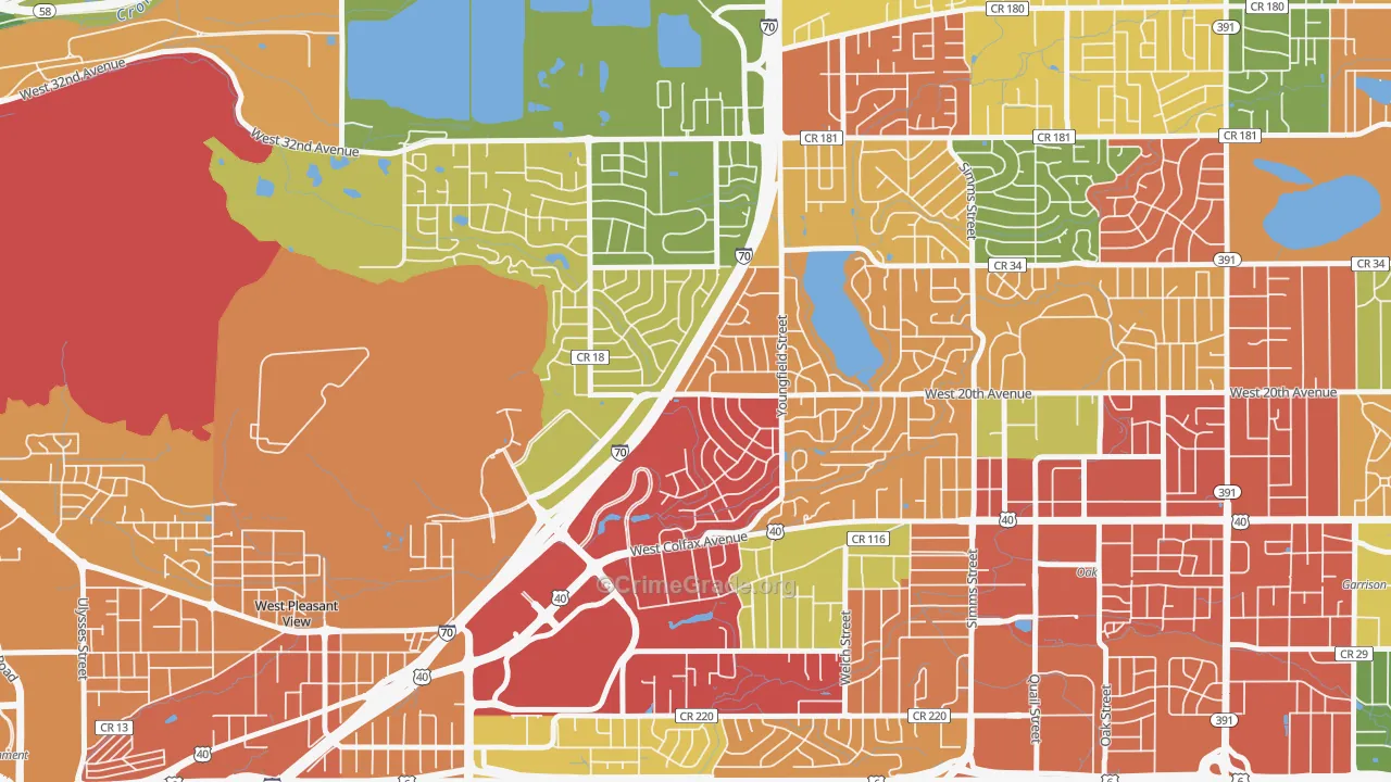Applewood, CO Map of Theft Rates