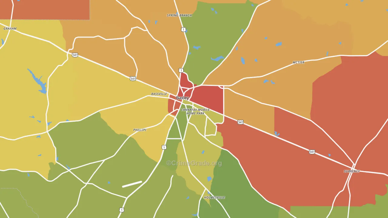 Appling County, GA Map of Theft Rates
