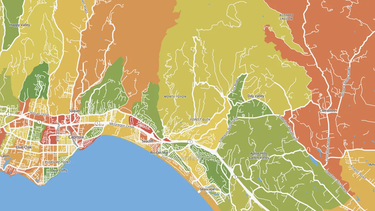 Aptos, CA Map of Theft Rates