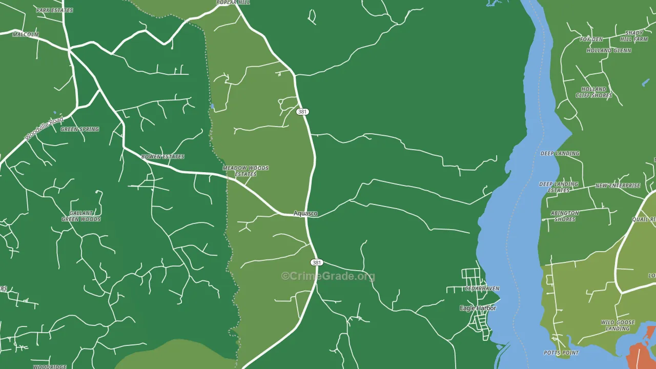Aquasco, MD Map of Theft Rates