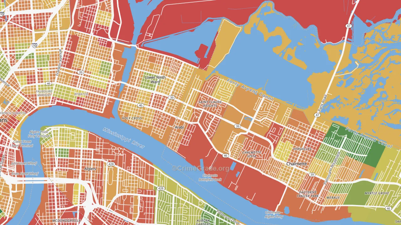 Arabi, LA Map of Theft Rates
