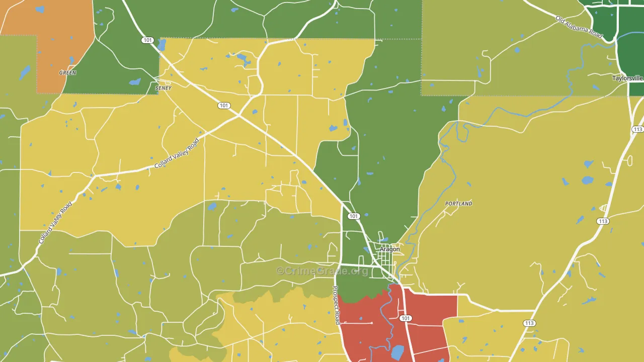 Aragon, GA Map of Theft Rates