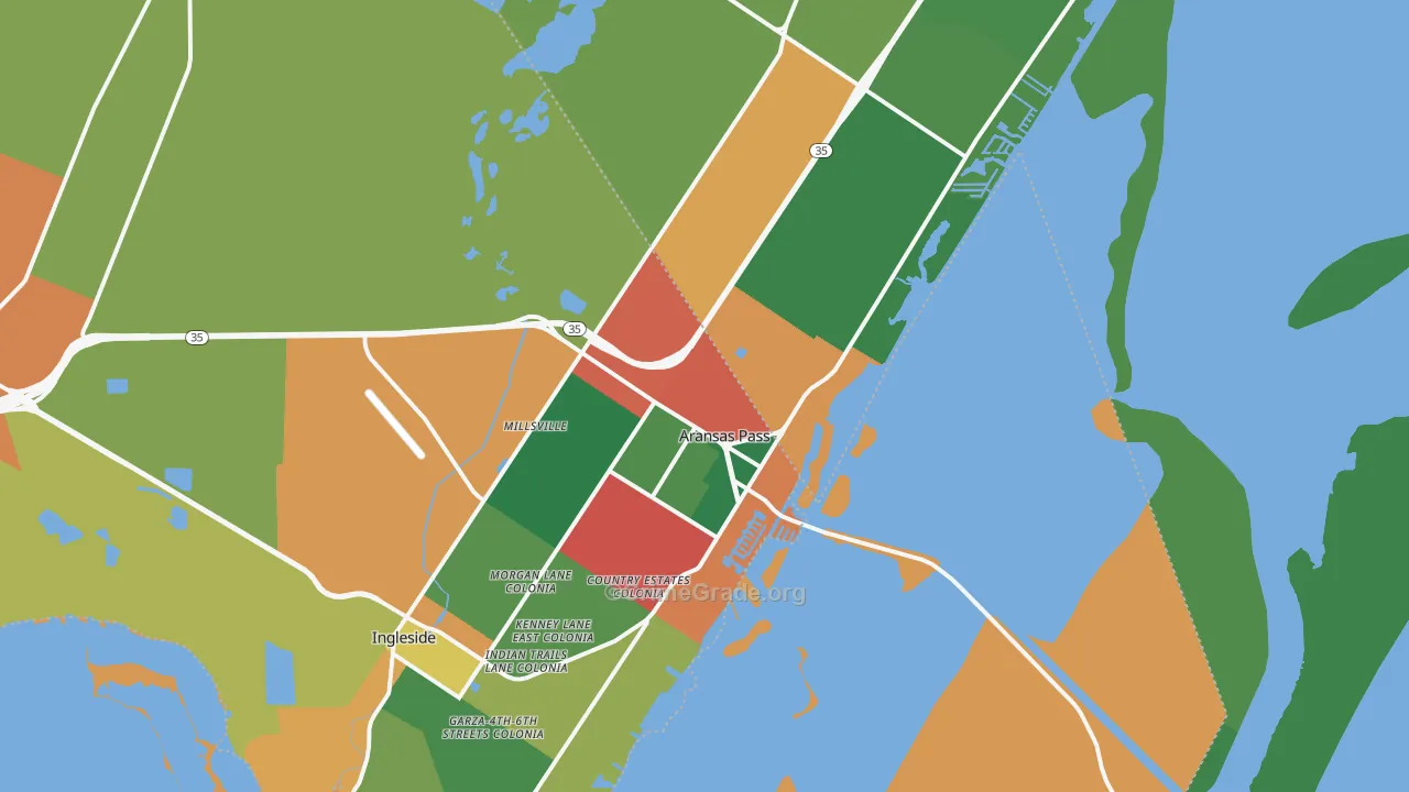 Aransas Pass, TX Map of Theft Rates