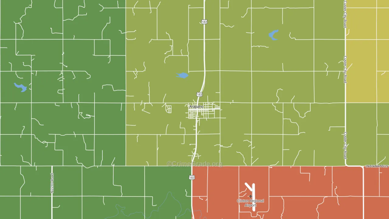 Arapaho, OK Map of Theft Rates