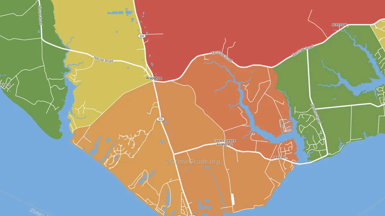 Arapahoe, NC Map of Theft Rates
