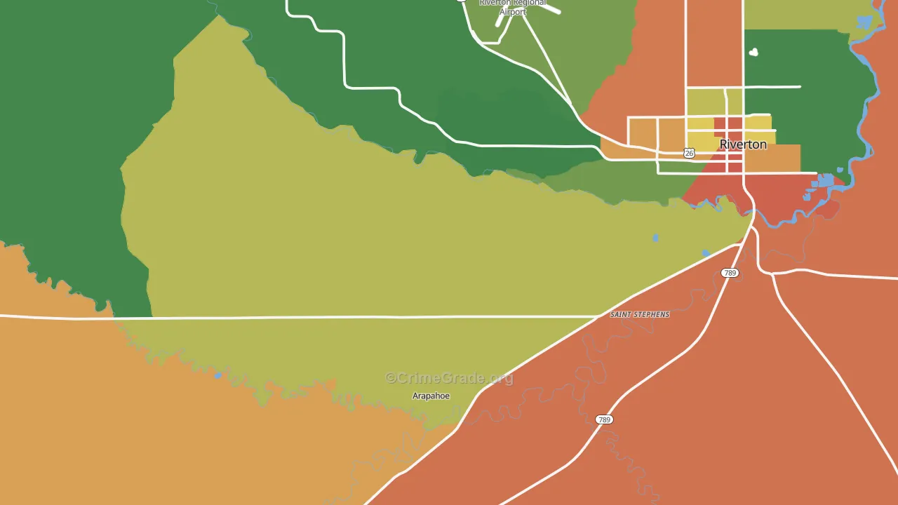 Arapahoe, WY Map of Theft Rates
