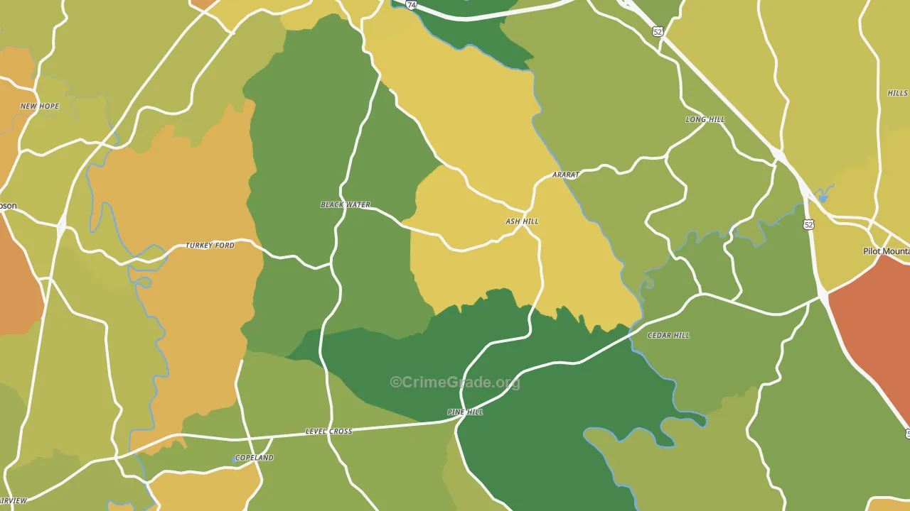 Ararat, NC Map of Theft Rates