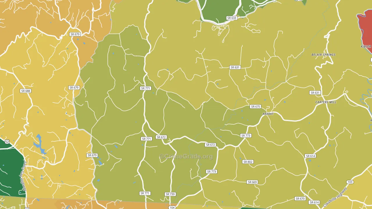 Ararat, VA Map of Theft Rates