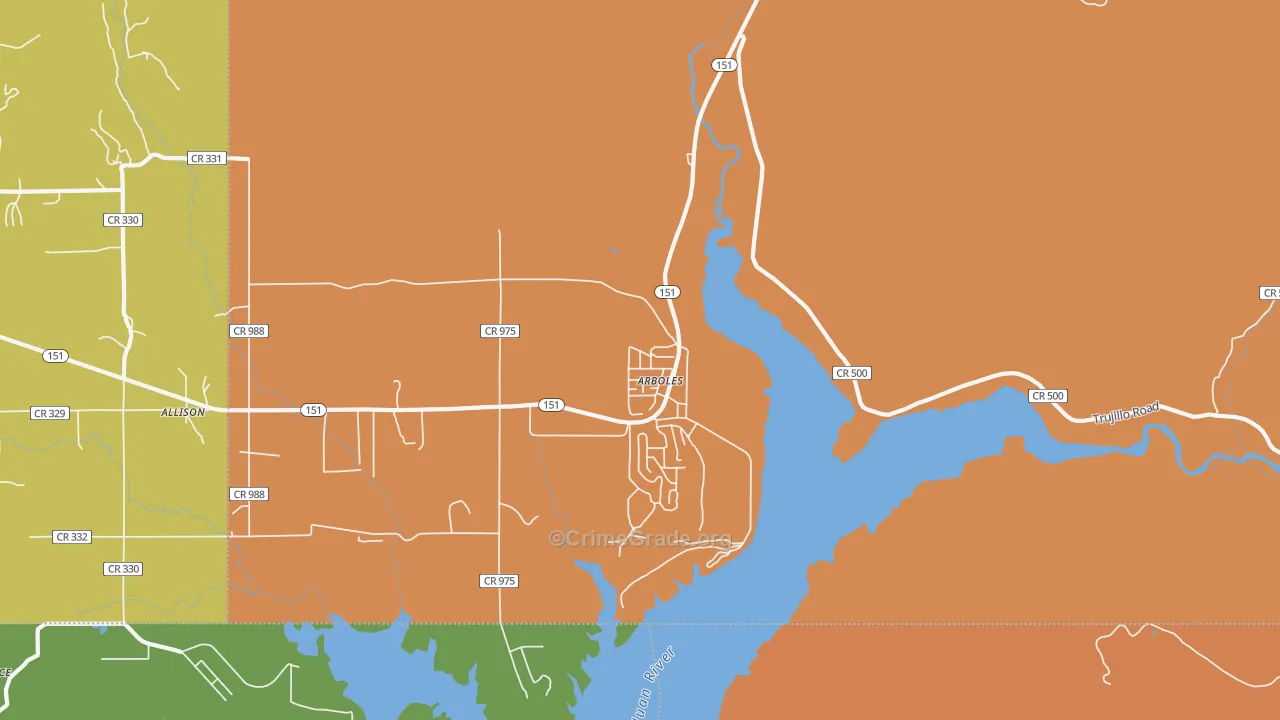 Arboles, CO Map of Theft Rates