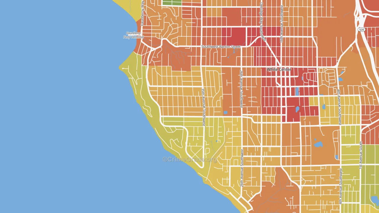 Arbor Heights, Seattle, WA Map of Theft Rates
