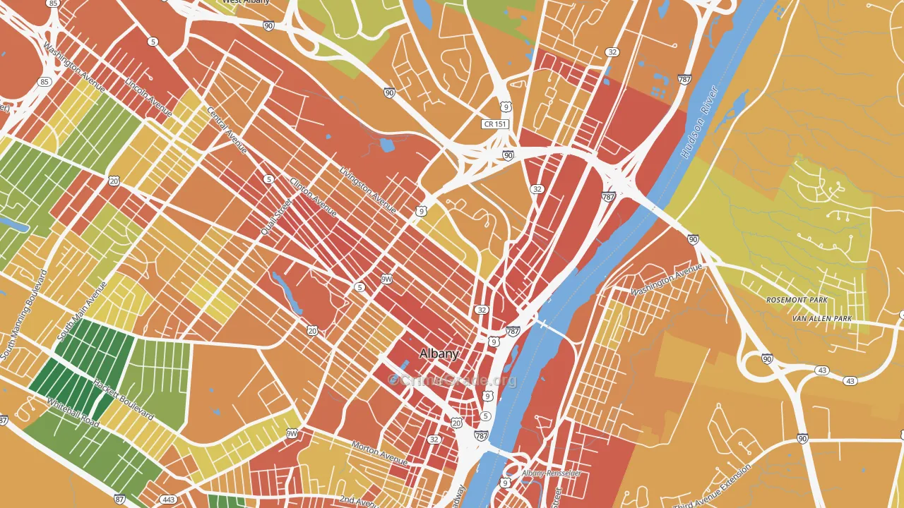 Arbor Hill, Albany, NY Map of Theft Rates