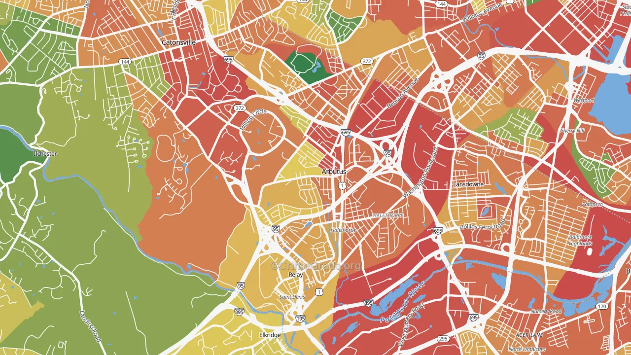 Arbutus, MD Map of Theft Rates