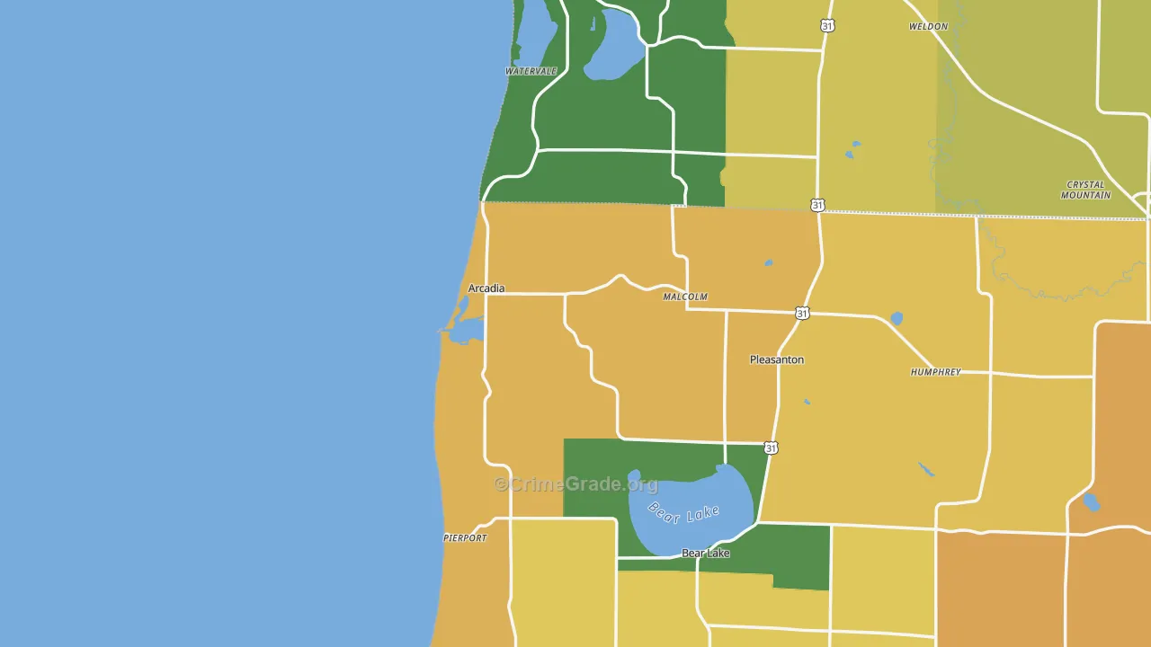 Arcadia, MI Map of Theft Rates