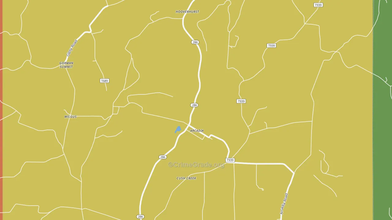 Arcadia, PA Map of Theft Rates