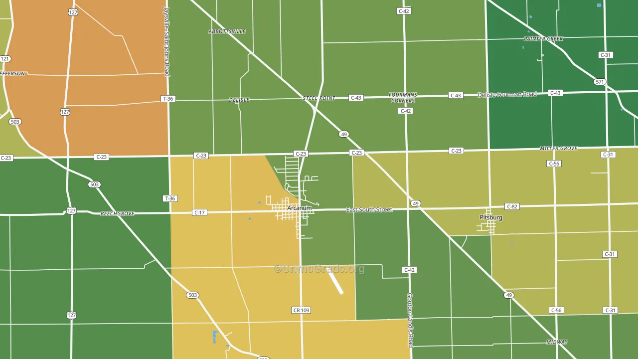 Arcanum, OH Map of Theft Rates