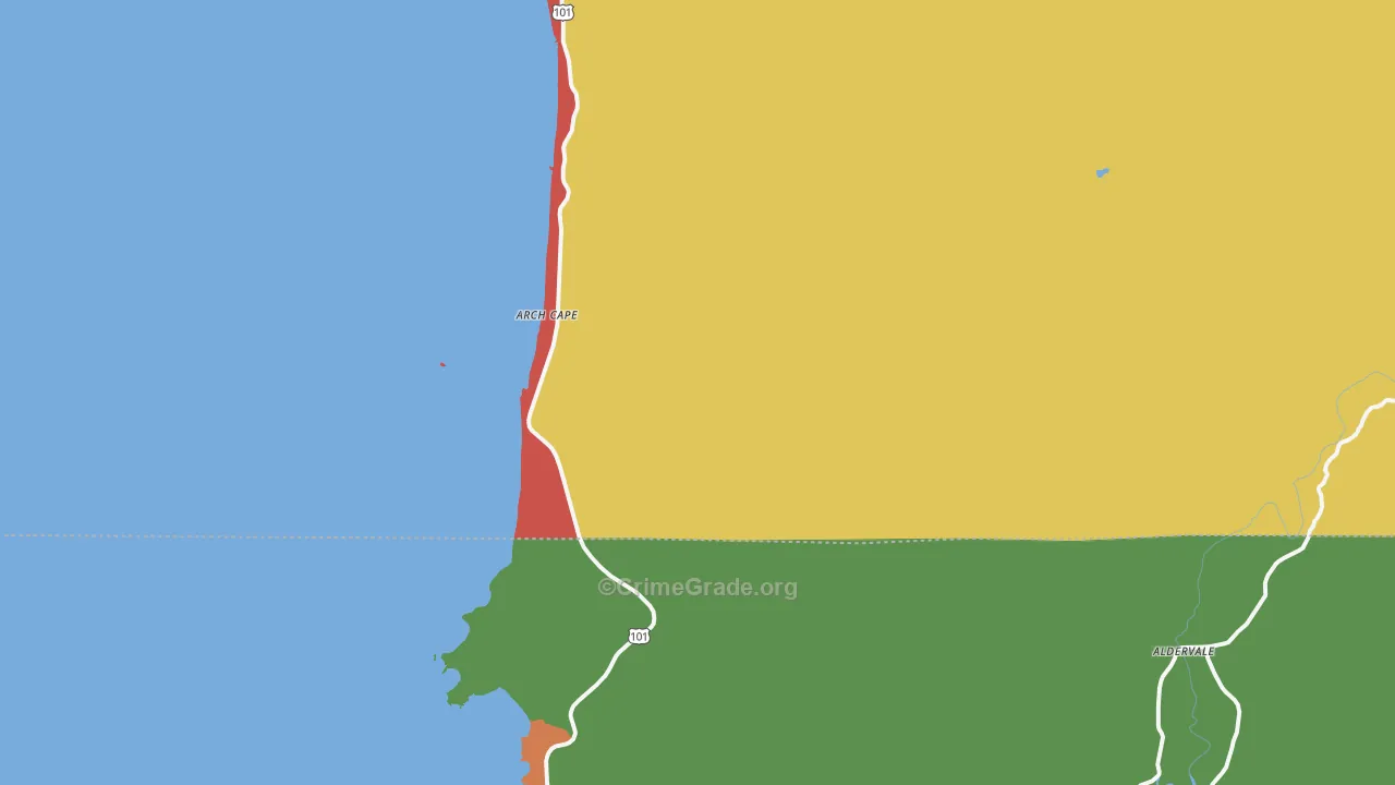 Arch Cape, OR Map of Theft Rates