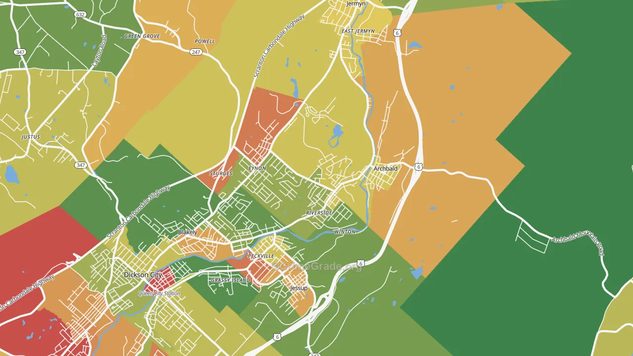 Archbald, PA Map of Theft Rates