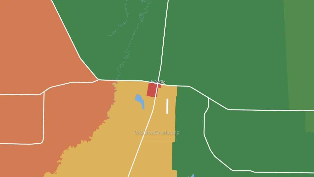 Archer City, TX Map of Theft Rates