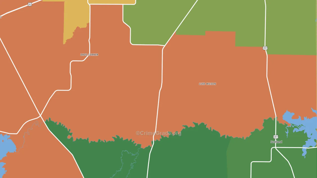 Archer County, TX Map of Theft Rates