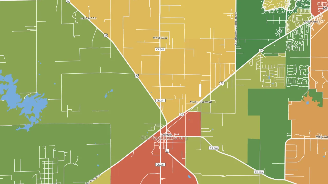 Archer, FL Map of Theft Rates