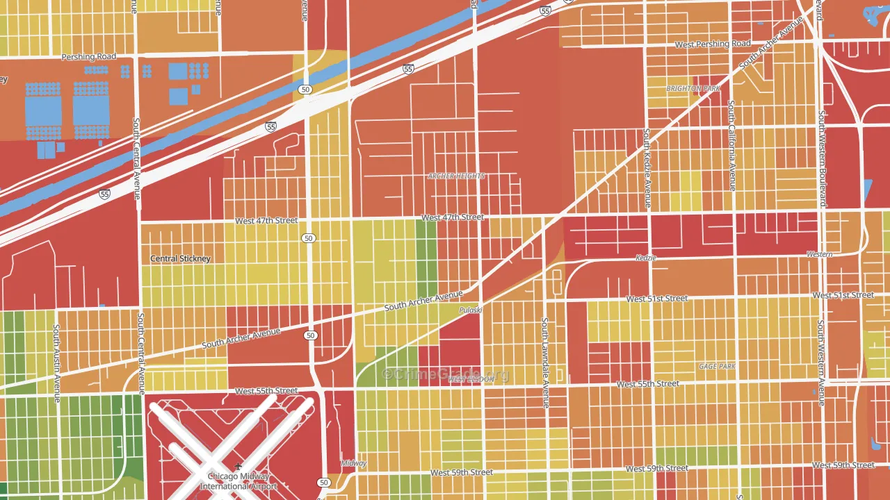Archer Heights, Chicago, IL Map of Theft Rates