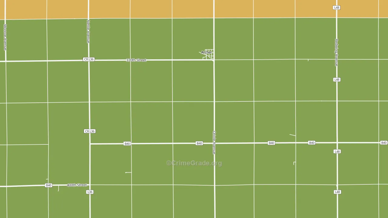Archer, IA Map of Theft Rates