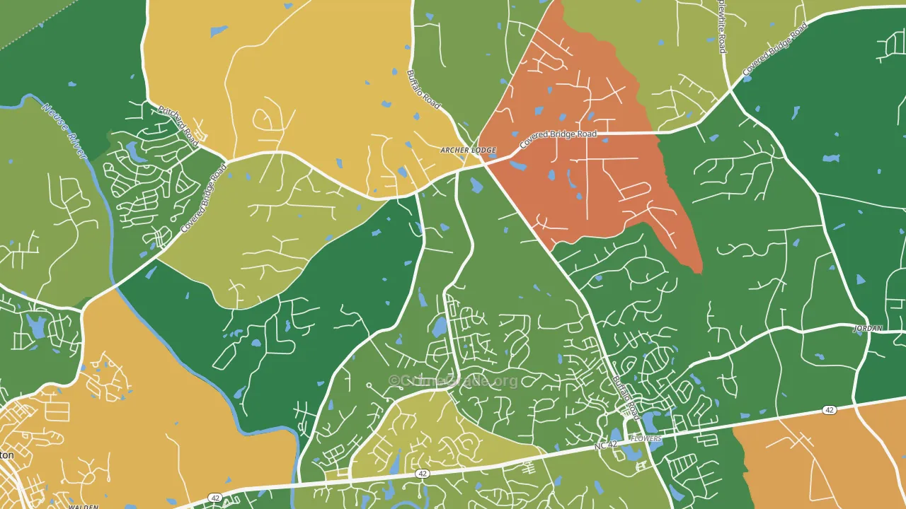 Archer Lodge, NC Map of Theft Rates