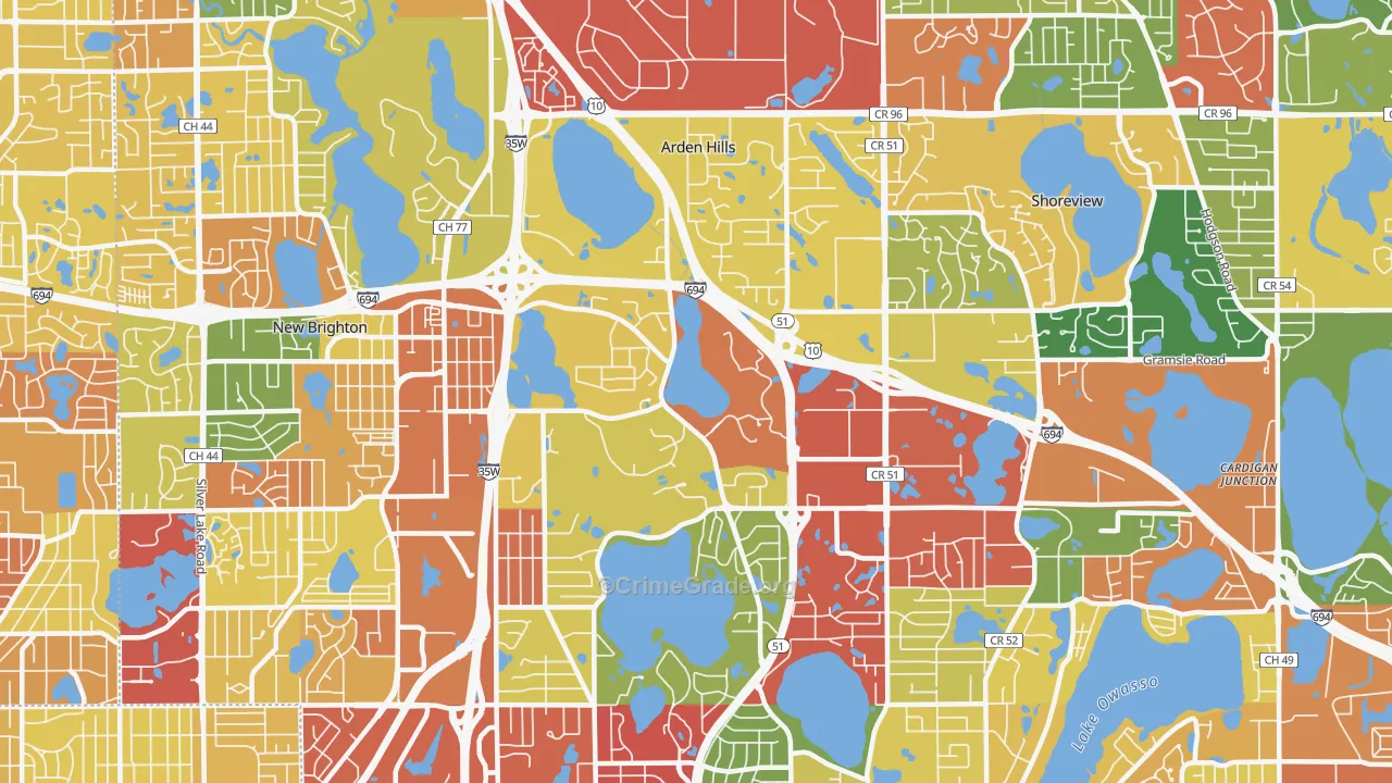 Arden Hills, MN Map of Theft Rates