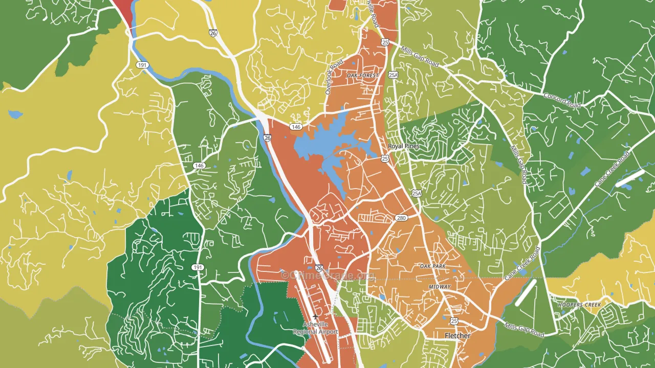 Arden, NC Map of Theft Rates