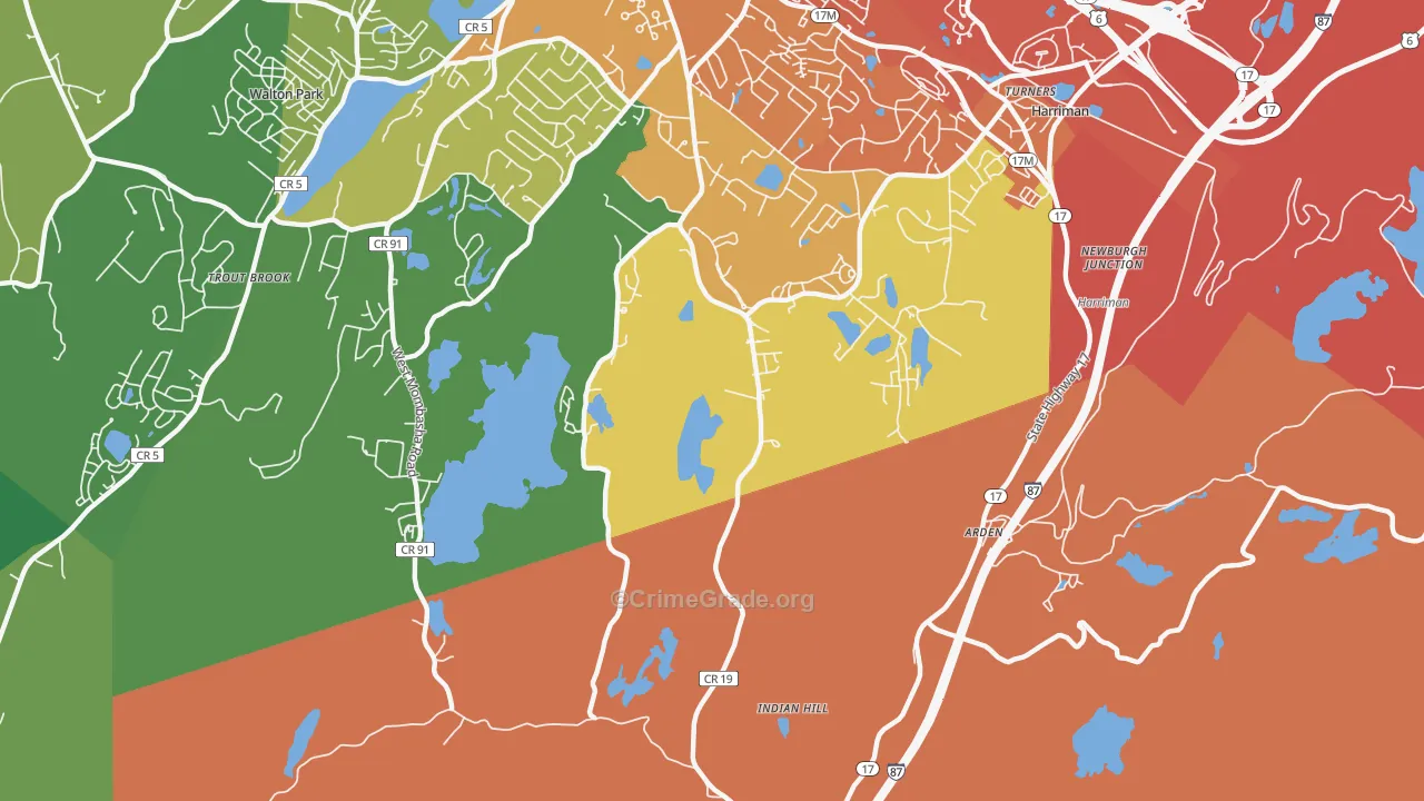 Arden, NY Map of Theft Rates