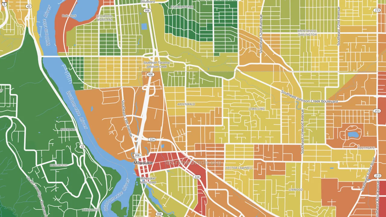 Ardenwald, Milwaukie, OR Map of Theft Rates