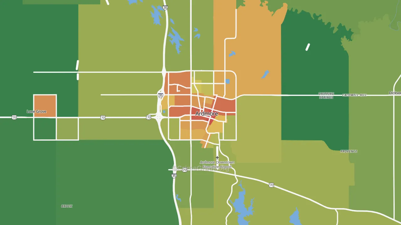 Ardmore, OK Map of Theft Rates