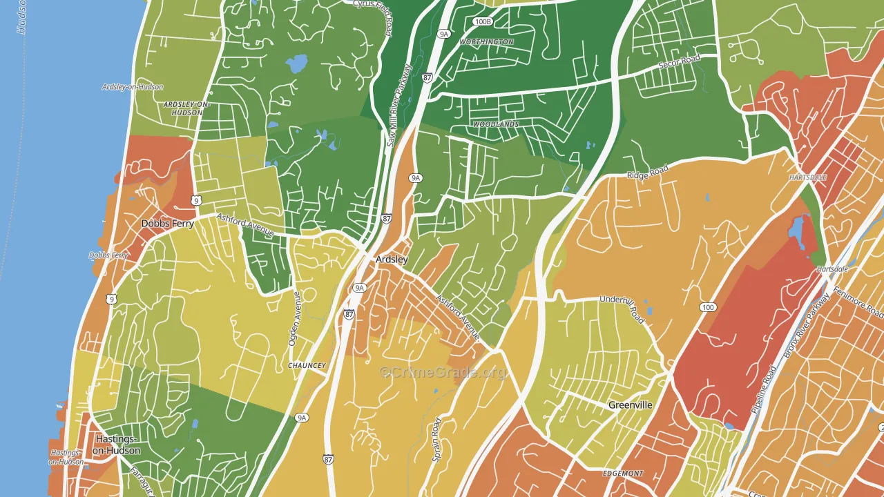 Ardsley, NY Map of Theft Rates